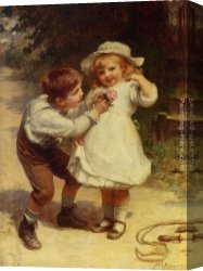 Morgan Canvas Paintings - Sweethearts by Frederick Morgan