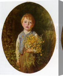 Morgan Canvas Paintings - The Flower Gatherer by Frederick Morgan