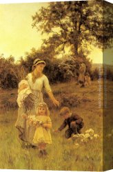 Morgan Canvas Paintings - The Garland by Frederick Morgan