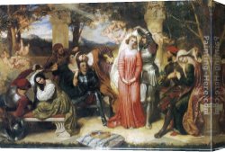 The Unveiling Canvas Paintings - The Contest of Beauty for the Girdle of Florimel Britomartis Unveiling Amoret by Frederick Richard Pickersgill