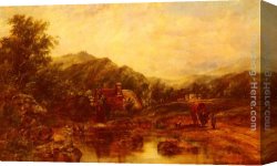 Water-mill Canvas Paintings - A Mill Stream Among The Hills by Frederick Waters Watts