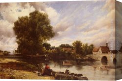 Watts Canvas Paintings - Along The River by Frederick William Watts