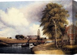 Watts Canvas Paintings - The Lock At Stanton On The Little Ouse In Norfolk by Frederick William Watts