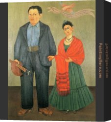 Kahlo Canvas Paintings - Frida and Diego Rivera by Frida Kahlo