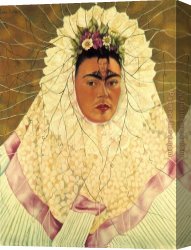 Kahlo Canvas Paintings - FridaKahlo-Self-Portrait-as-a-Tehuana-Diego-in-My-Thoughts-1943 by Frida Kahlo