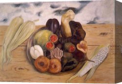Kahlo Canvas Paintings - Fruits of the Earth by Frida Kahlo