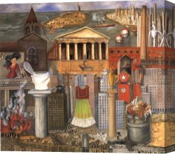 Kahlo Canvas Paintings - My Dress Hangs There by Frida Kahlo