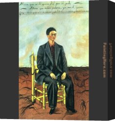 The Kiss Cropped Canvas Paintings - Self Portrait with Cropped Hair by Frida Kahlo