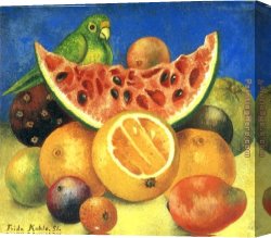 Allegory of Human Life Canvas Paintings - Still Life with Parrot by Frida Kahlo