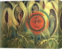 Kahlo Canvas Paintings - Sun and Life by Frida Kahlo