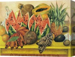 Kahlo Canvas Paintings - The Bride Frightened at Seeing Life Opened by Frida Kahlo