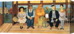 Kahlo Canvas Paintings - The Bus by Frida Kahlo