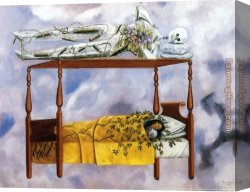 Kahlo Canvas Paintings - The Dream by Frida Kahlo