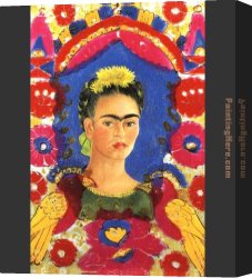 Kahlo Canvas Paintings - The Frame by Frida Kahlo