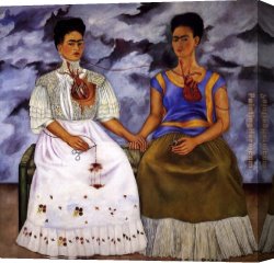 Kahlo Canvas Paintings - The Two Fridas by Frida Kahlo