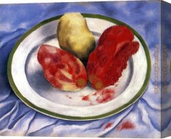 Kahlo Canvas Paintings - Tunas Still Life with Prickly Pear Fruit by Frida Kahlo