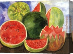 Kahlo Canvas Paintings - Viva la vida by Frida Kahlo