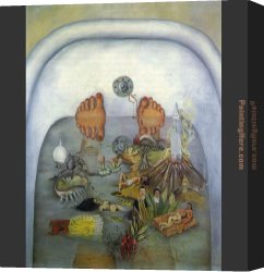 Kahlo Canvas Paintings - What the Water Gave Me by Frida Kahlo