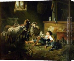 Otto Canvas Paintings - Shepherd by Friedrich Otto Gebler