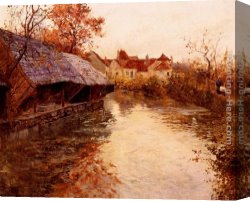Sunny Morning on The Hudson River Canvas Paintings - A Morning River Scene by Fritz Thaulow