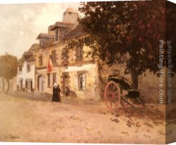 France Canvas Paintings - A Village Street In France by Fritz Thaulow