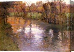 Orchard Canvas Paintings - An Orchard On The Banks Of A River by Fritz Thaulow
