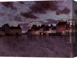 France Canvas Paintings - Marketplace In France, After A Rainstorm by Fritz Thaulow