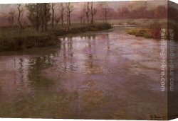 French Canvas Paintings - On A French River by Fritz Thaulow