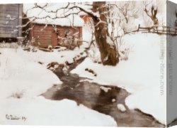 Isle Canvas Paintings - Winter on the Isle of Stord by Fritz Thaulow