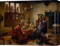 Merry Canvas Paintings - A Merry Company by Fritz Wagner