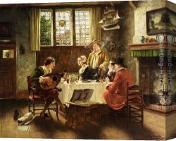 Musical Instruments Canvas Paintings - A Musical Interlude by Fritz Wagner