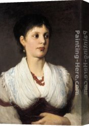 Portrait of a Woman Canvas Paintings - A portrait of a woman in native costume by Gabriel Cornelius Ritter von Max