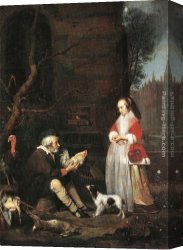 Poultry in The Undergrowth Canvas Paintings - Poultry Seller by Gabriel Metsu