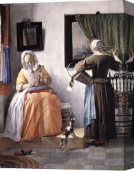 Letter Canvas Paintings - Woman Reading a Letter by Gabriel Metsu