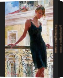 A Venetian Balcony Canvas Paintings - Afternoon on the Balcony by Garmash