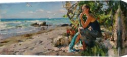 Garmash Canvas Paintings - AT THE SEA SHORE by Garmash