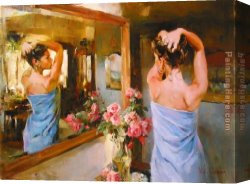 A Russian Beauty Canvas Paintings - BEAUTY IN THE MIRROR by Garmash