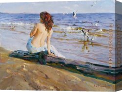 A Russian Beauty Canvas Paintings - Beauty on the Shore by Garmash