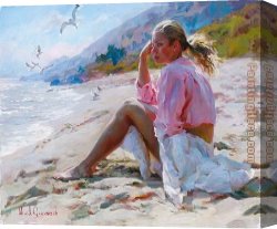 Garmash Canvas Paintings - By the shore by Garmash