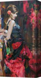 Garmash Canvas Paintings - DANCER IN RED AND BLACK by Garmash