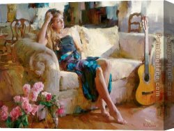 The Music Lesson Canvas Paintings - Music in the Afternoon by Garmash
