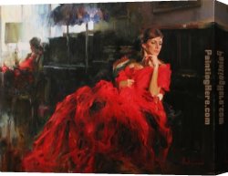 Garmash Canvas Paintings - WOMAN IN RED by Garmash
