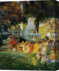 Rapto De Europa 02 Canvas Paintings - La ronde des enfants by Gaston La Touche