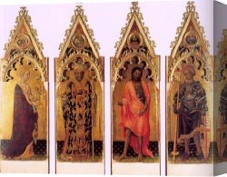 Gentile Canvas Paintings - Four Saints of the Poliptych Quaratesi by Gentile da Fabriano