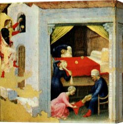 Nicholas Canvas Paintings - Quaratesi Altarpiece St. Nicholas and three poor maidens by Gentile da Fabriano
