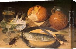 Stag Canvas Paintings - Still Life with Stag Beetle by Georg Flegel