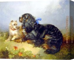 King's Canvas Paintings - King Charles Spaniel and a Terrier by George Armfield