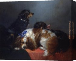 King's Canvas Paintings - Two King Charles Spaniels and a Terrier by George Armfield