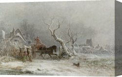 Storm Canvas Paintings - A Snow Storm by George Augustsus Williams