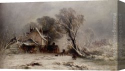 Fight Canvas Paintings - The Snowball Fight by George Augustsus Williams